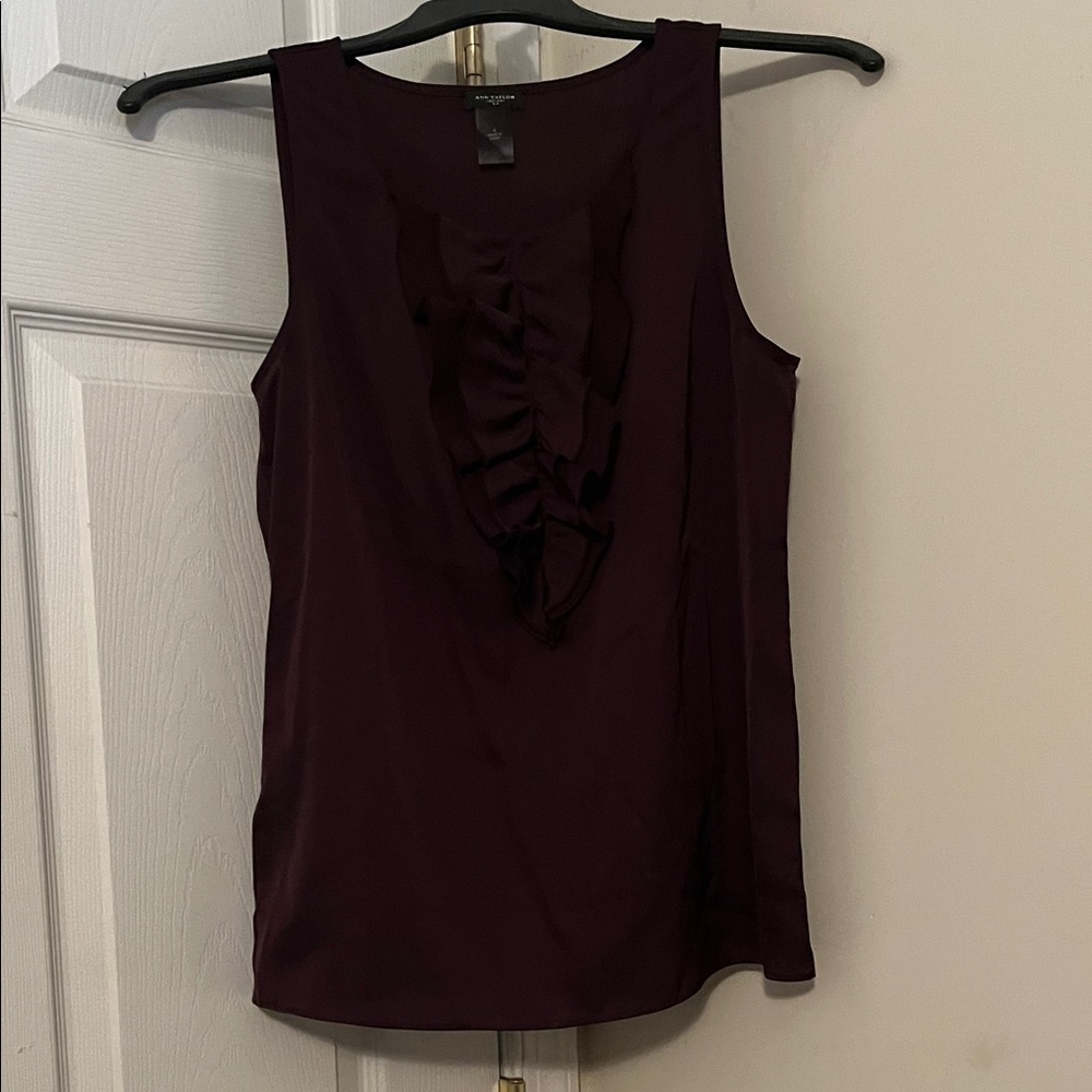 Ann Taylor Sleeveless Blouse in Rich Burgundy